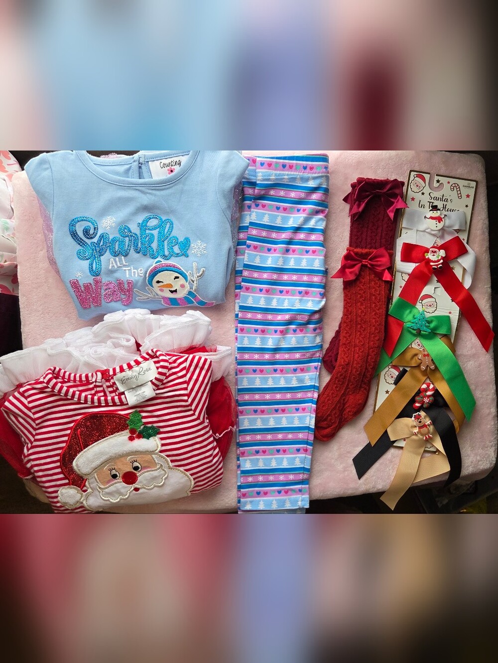 Baby 18 Months Holiday Bundle Dress Socks Hair Clips